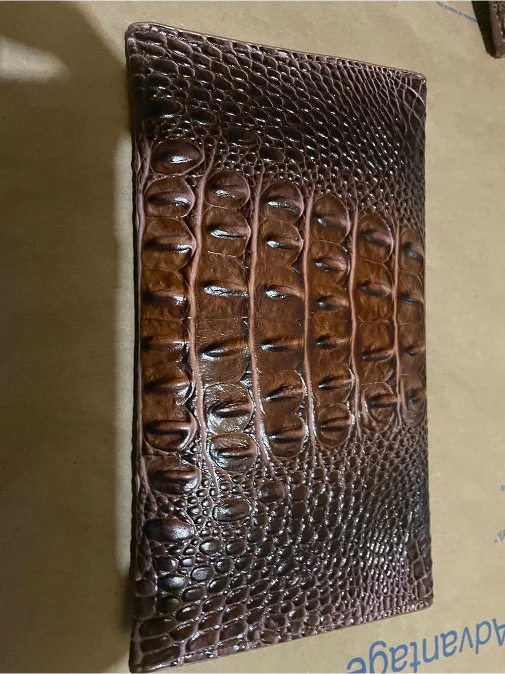 Croco-Embossed Brown Leather Tote with Matching Wallets